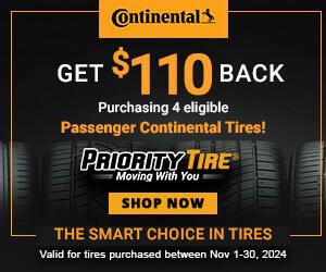 Continental Tire Rebate @PriortyTire | $110 BACK on 4 eligible Passenger Tires