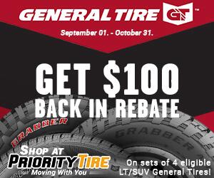 General Tire Rebate @PriorityTire | $100 BACK on sets of 4 eligible tires