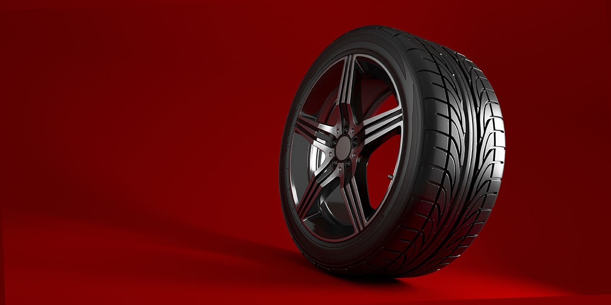 tire on red background