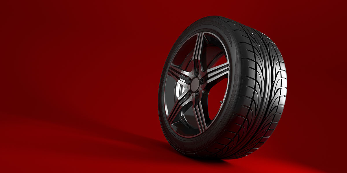 tire on red background