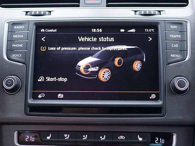 TPMS Infotainment Screen Example