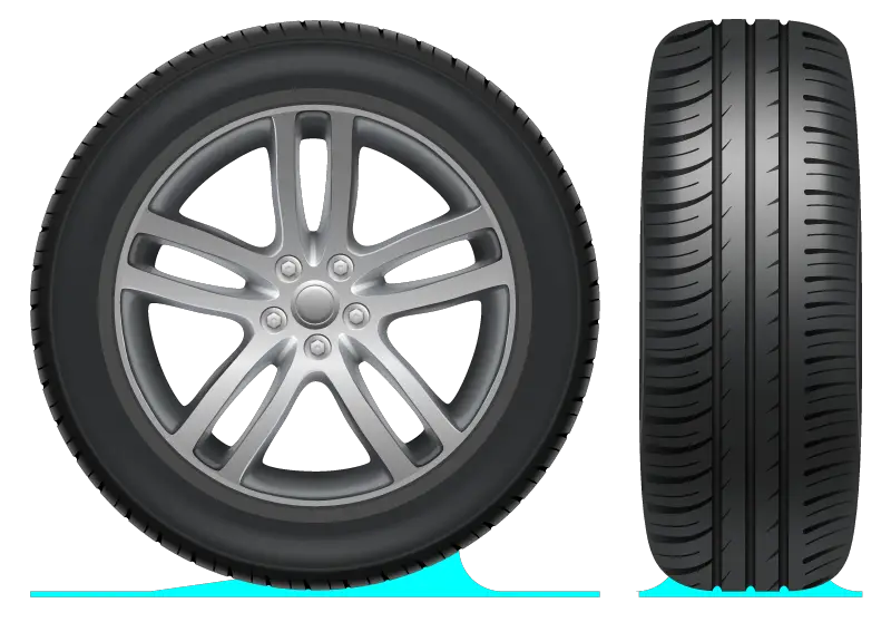 Illustration of tires in wet conditions when moving too fast.
