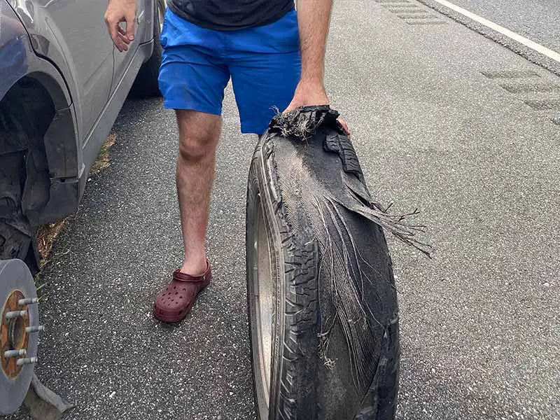 Destroyed Flat Tire