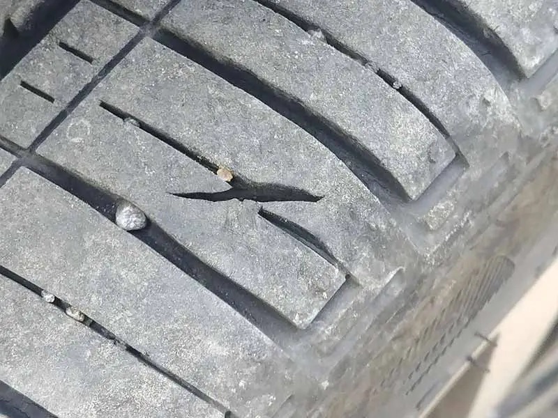 Gash In Tire Tread