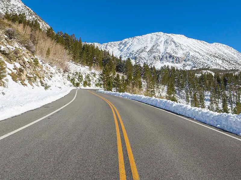 snow tires on dry roads