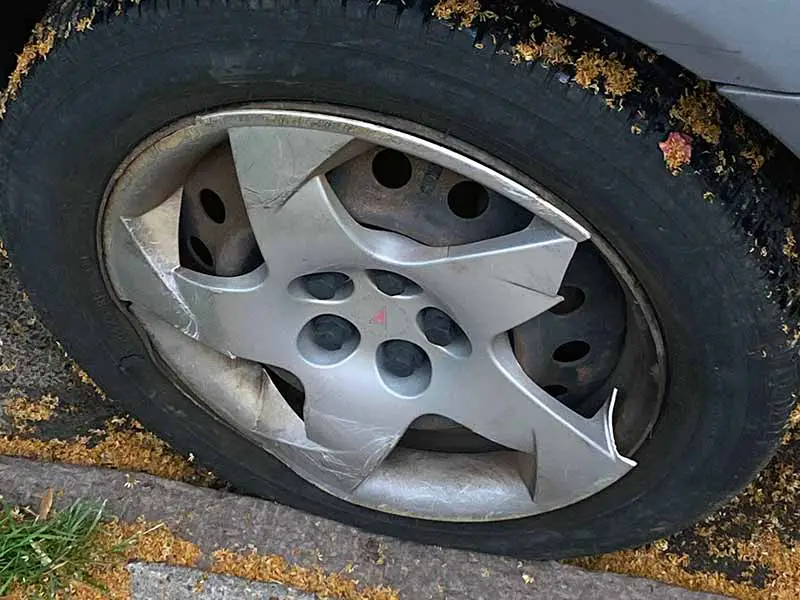 broken hubcap