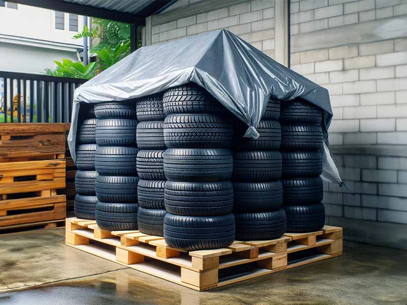 how to store tires outside