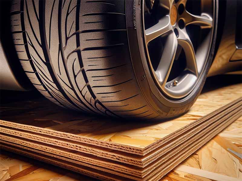 putting wood under tires for storage