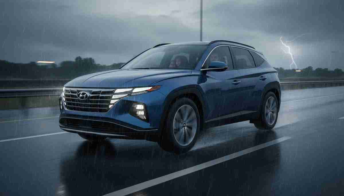 The Falken ZIEX ZE001 A/S has limited wet weather capability — extra caution is advised in heavy rain.