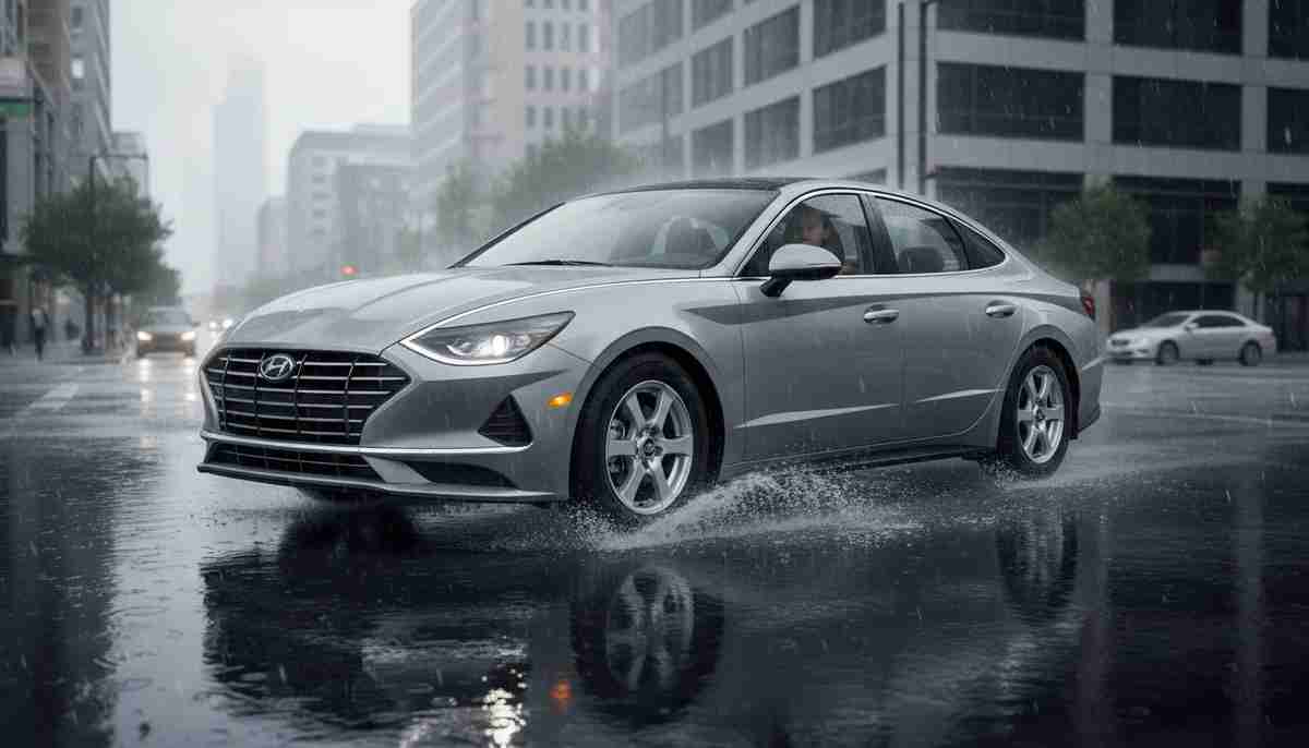 The Goodyear Assurance Fuel Max provides good wet weather performance, handling rainy conditions adequately.