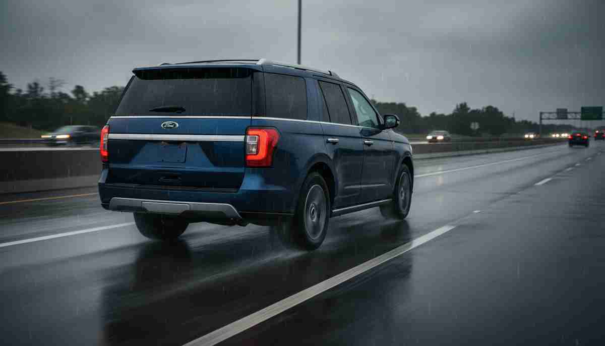 The Goodyear Wrangler SR-A has limited wet weather capability — extra caution is advised in heavy rain.